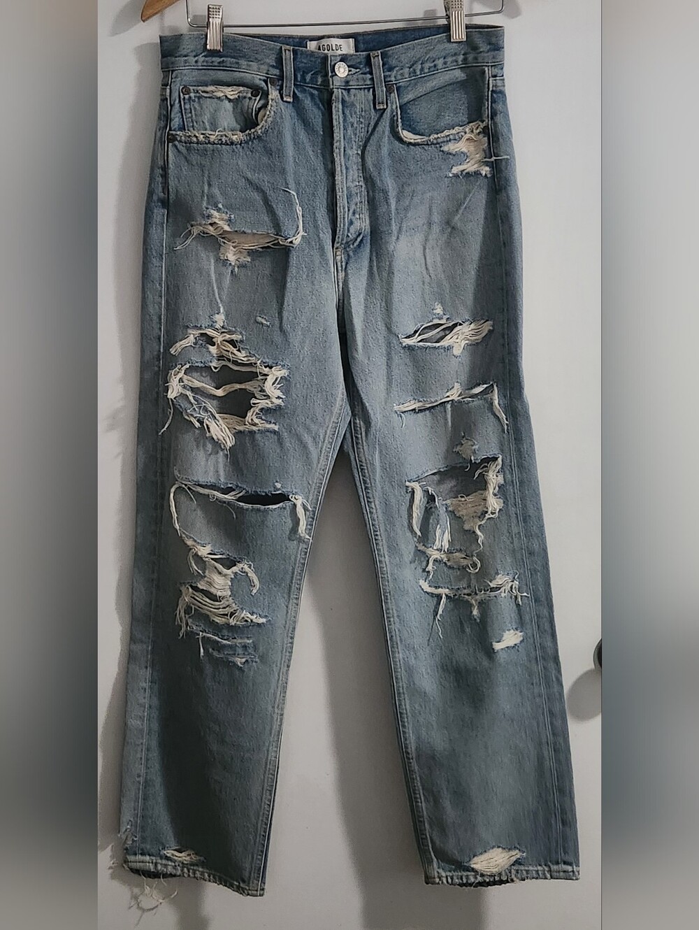 Agolde 90's Mid Rise Loose Fit Destroyed Jeans in Unhinged Size 26 waist